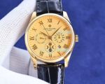 Patek Philippe Complications 9015 Replica Yellow Gold Dial Black Leather Strap Watch